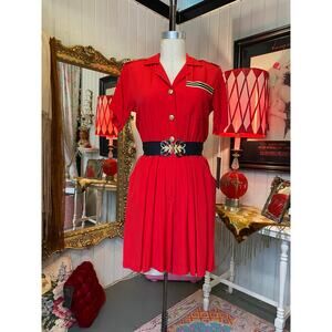 vintage 1980s red military style romper epaulettes shorts 80s jumpsuit uniform s